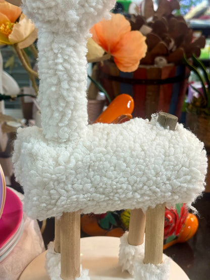 16 Inch Ivory Fur Standing Llama