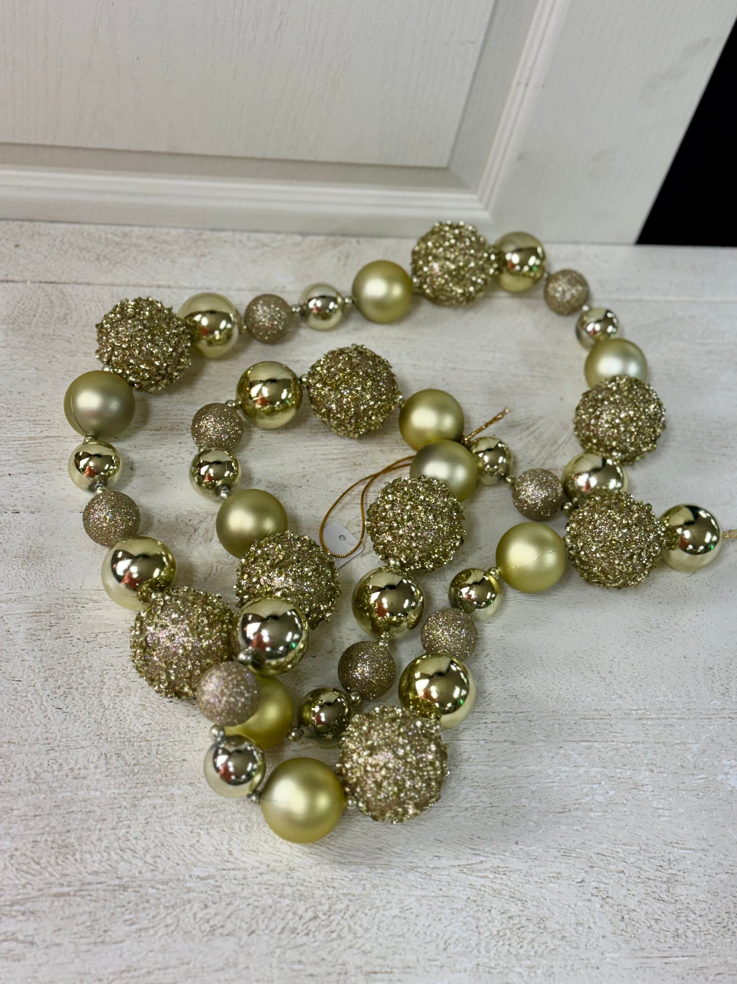 72 Inch Light Gold Sequin Glitter Ball Garland