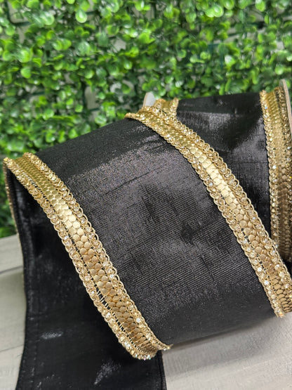 Farrisilk 4 Inch By 5 Yard Black Diamond Riveria Ribbon
