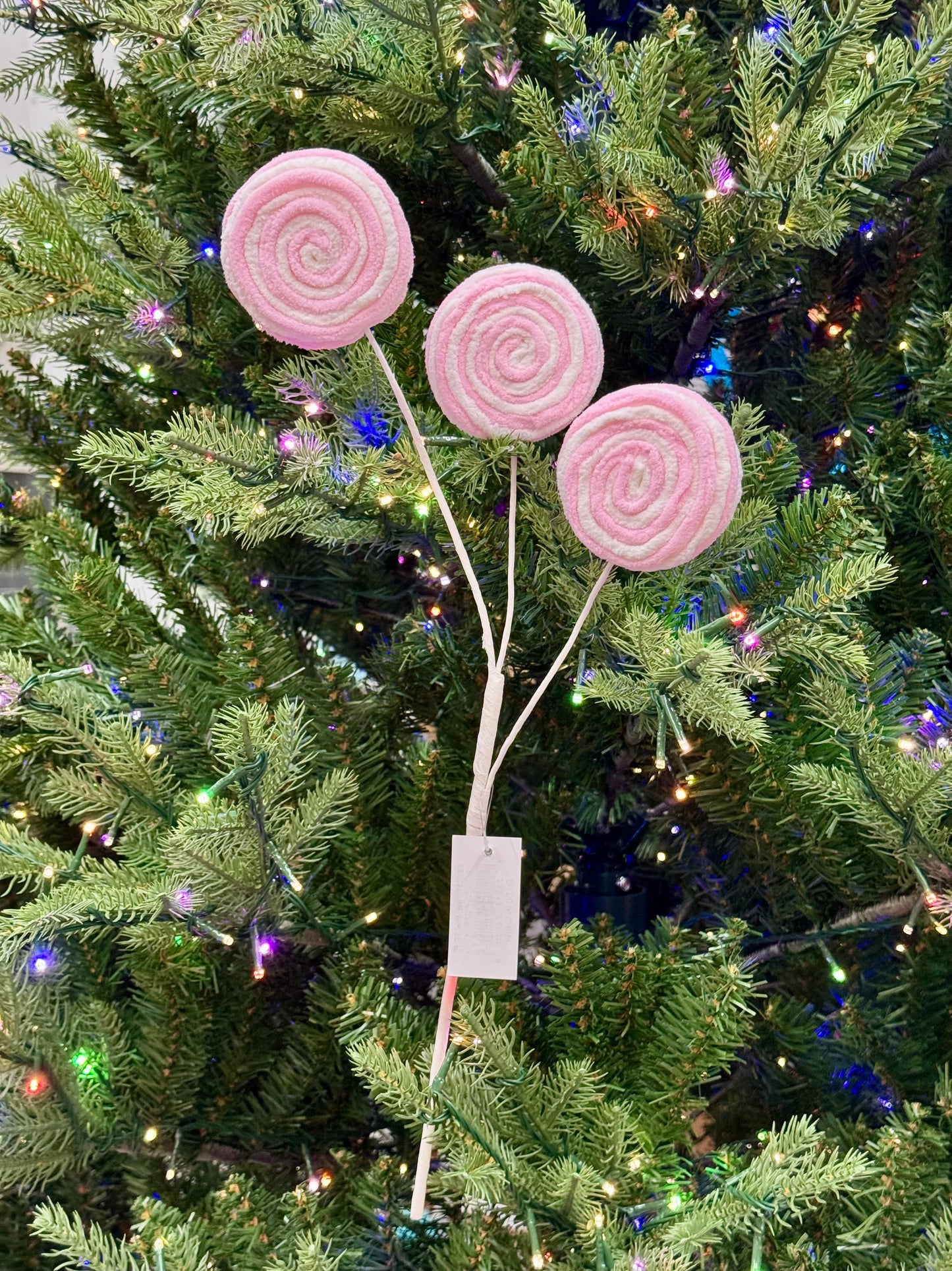 19 Inch Pink And White Chenille Candy Spray