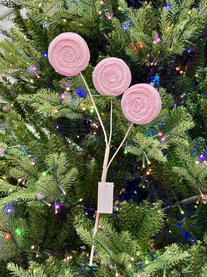 19 Inch Pink And White Chenille Candy Spray