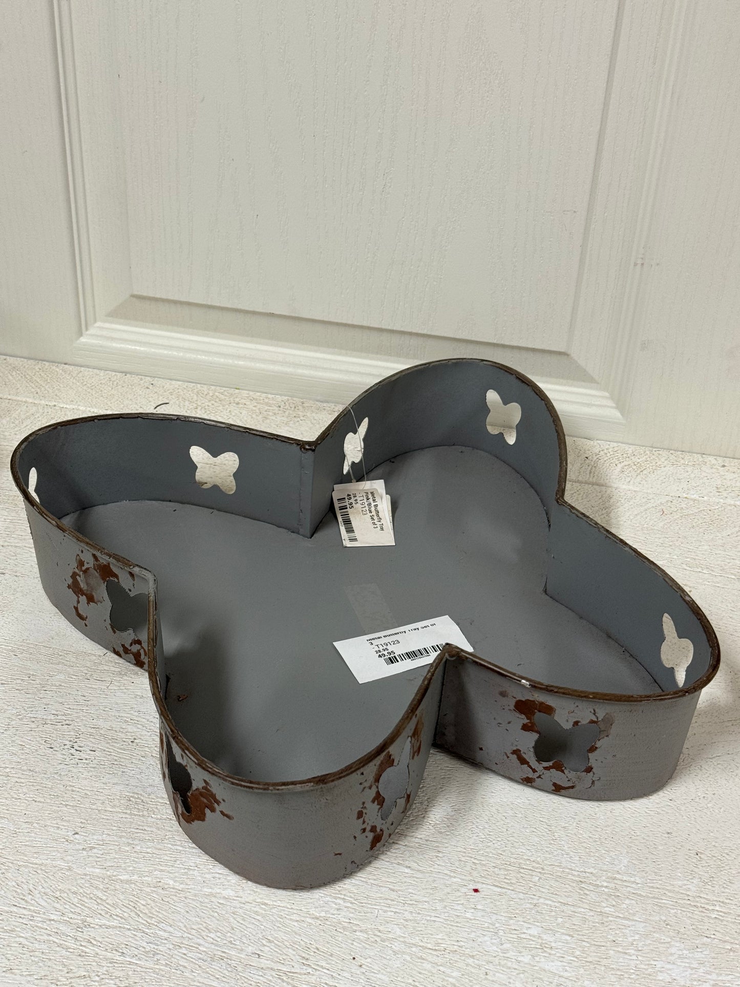 Medium Gray Metal Butterfly Tray