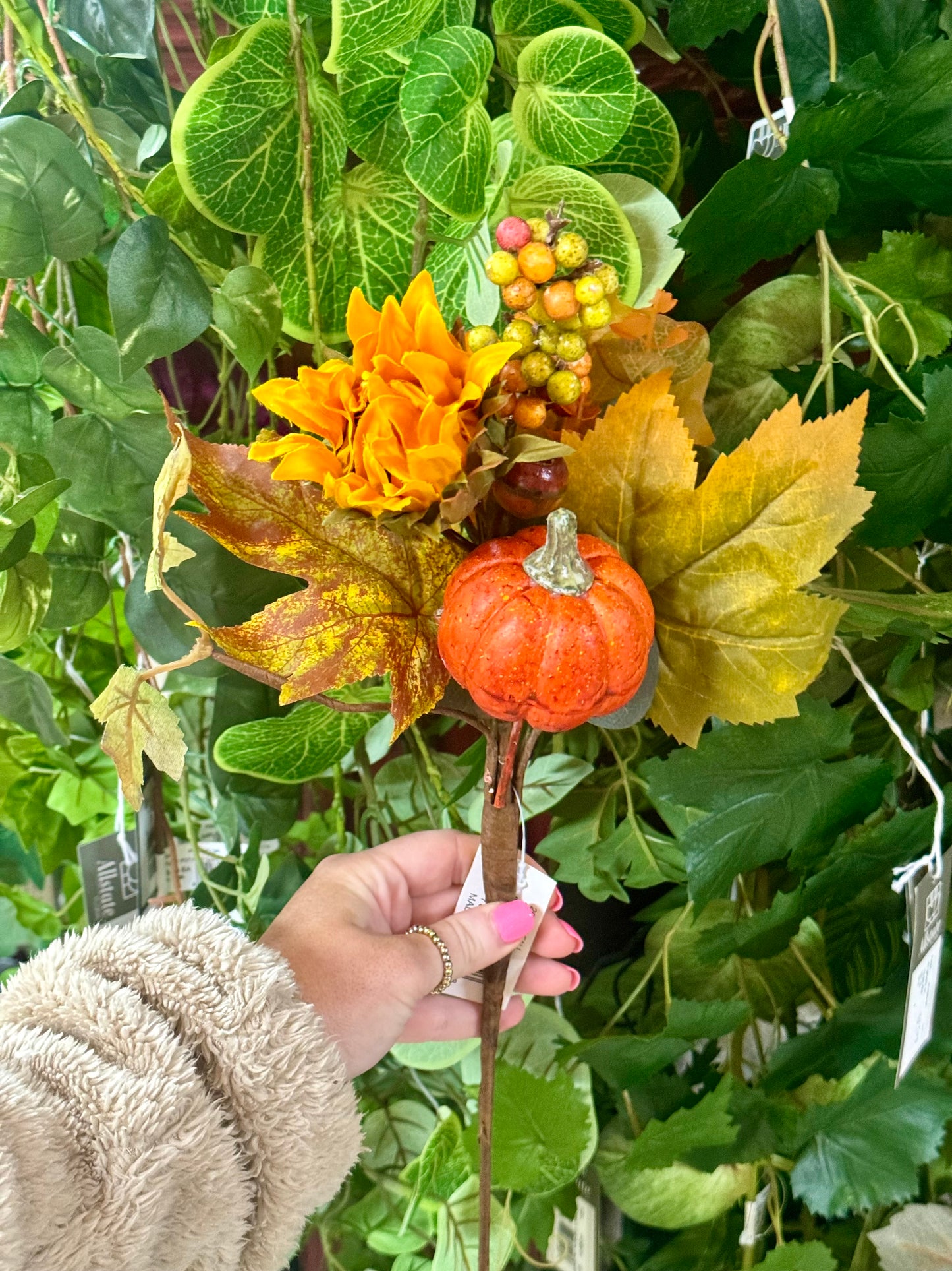 19 Inch Sunflower And Pumpkin Fall Floral Pick