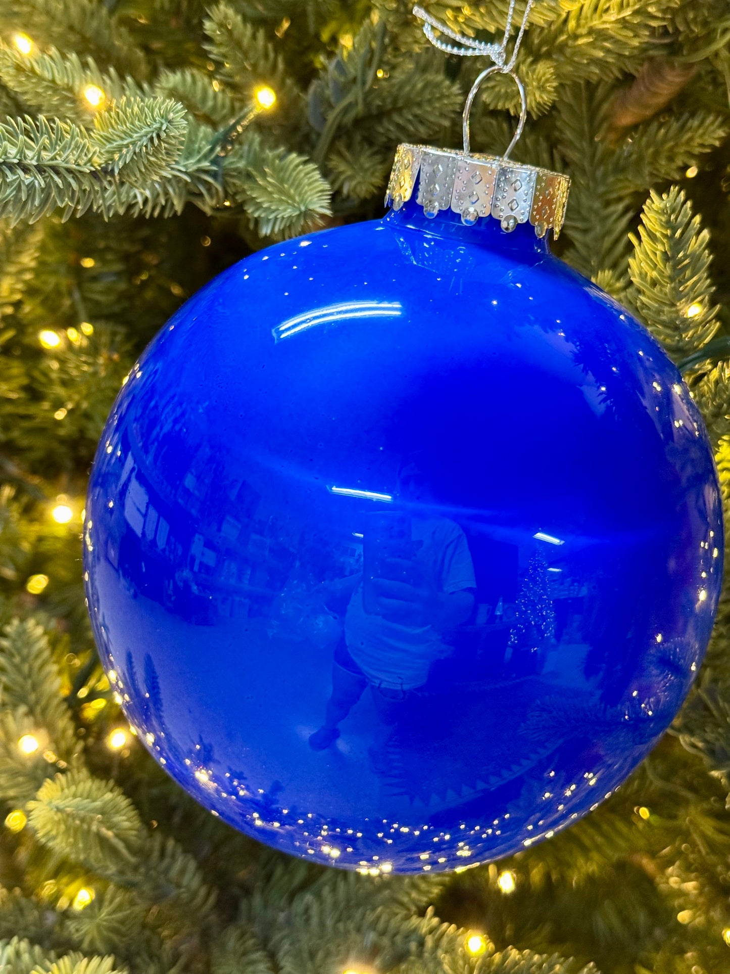 6 Inch Royal Blue Lacquer Glass Look Ornament