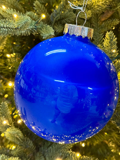 6 Inch Royal Blue Lacquer Glass Look Ornament