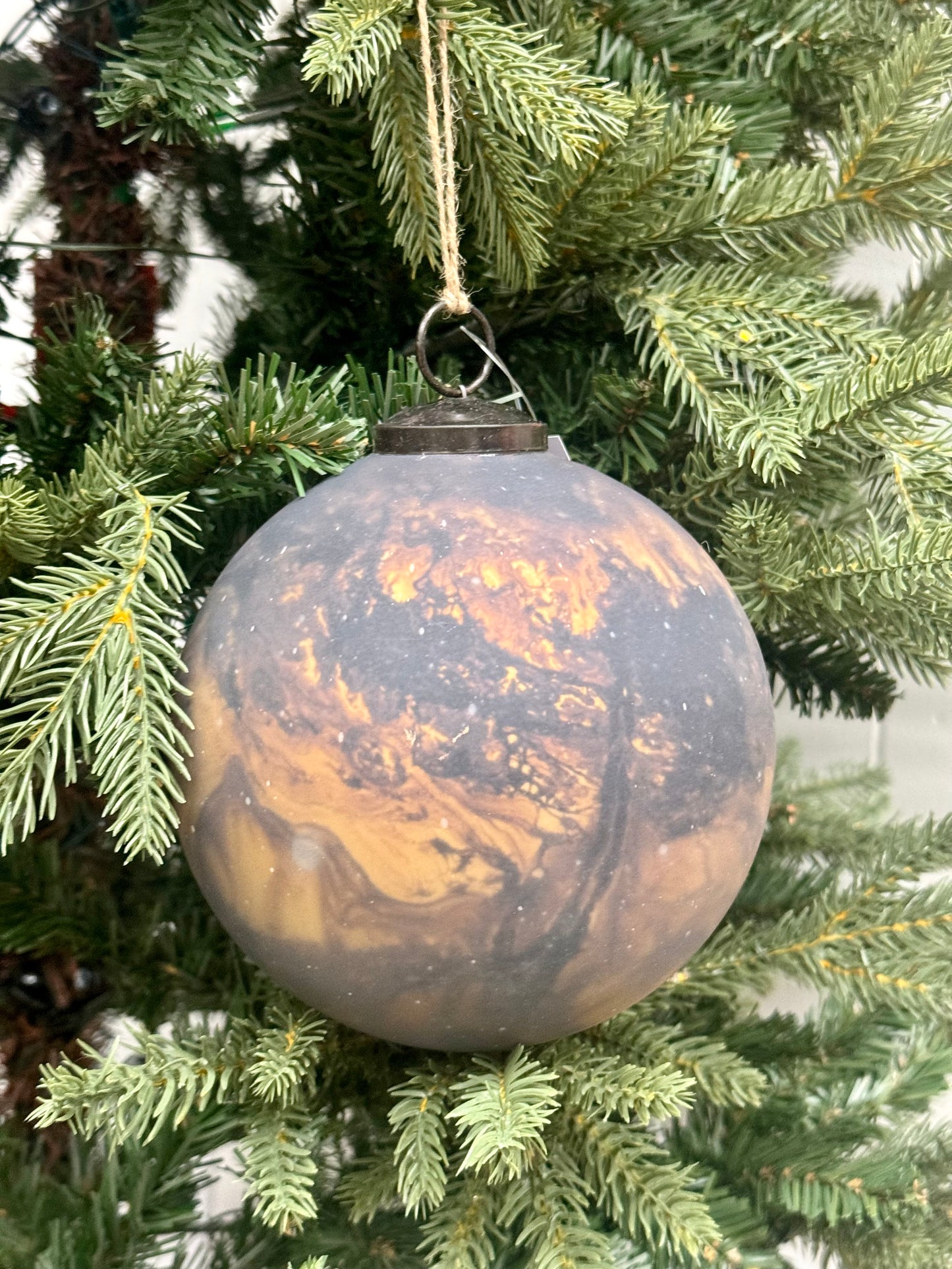 6 Inch Matte Gold And Chocolate Ornament Glass Ball