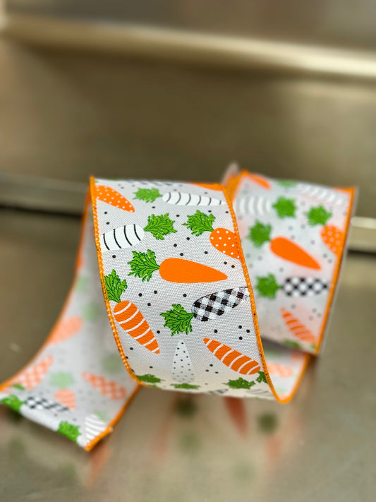 2.5 Inch By 10 Yard Patterned Carrots Ribbon