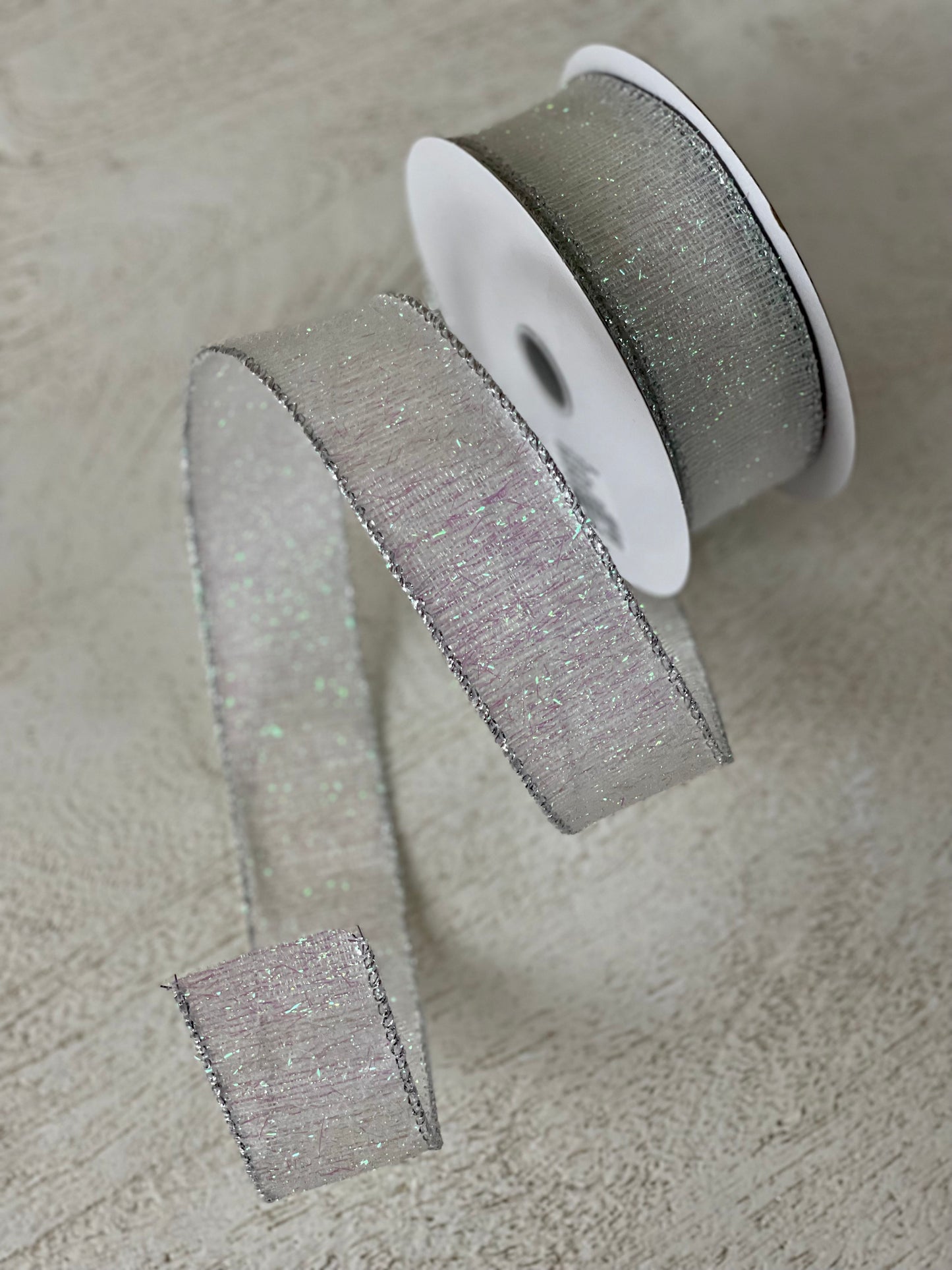 1.5 Inch Woven Iridescent Confetti Metallic Ribbon