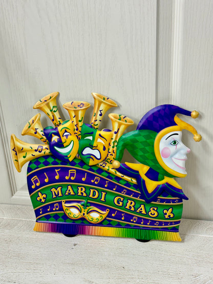 15 Inch Mardi Gras Float Shape Metal Sign
