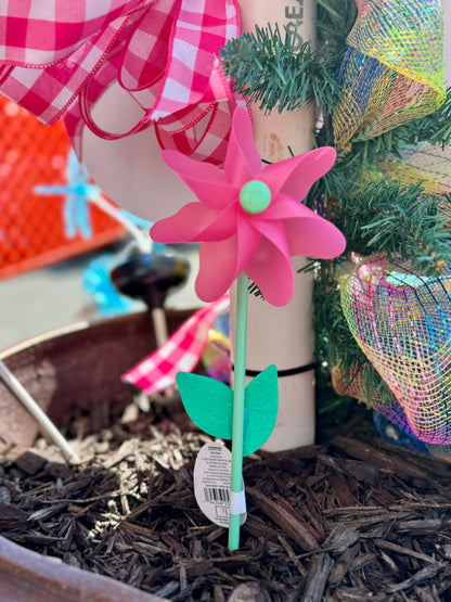 Hot Pink And Green Pinwheel