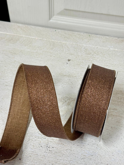 1.5 Inch By 10 Yard Brown Fine Glitter Ribbon