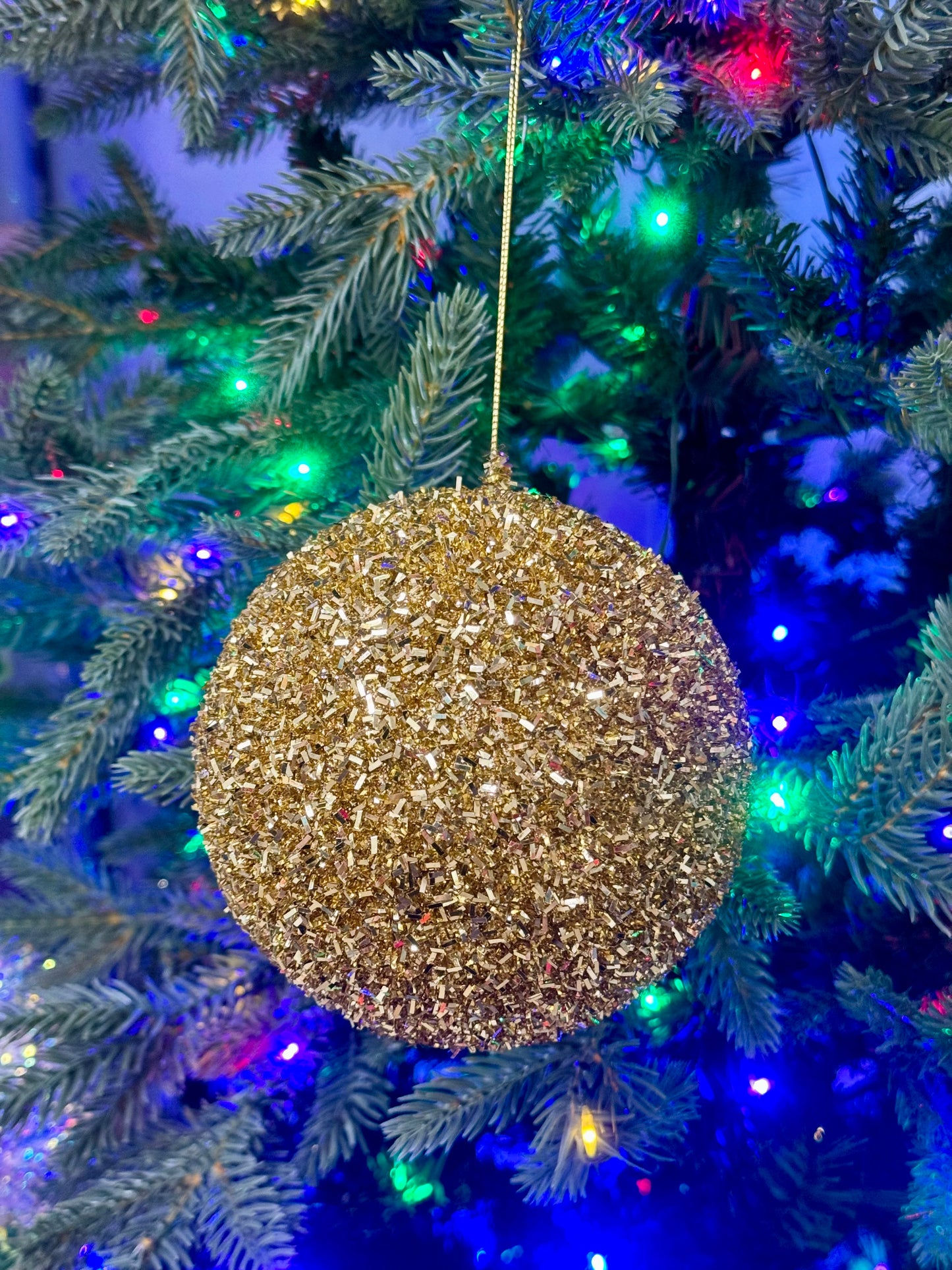 5 Inch Gold Foil Glitter Ornament Ball