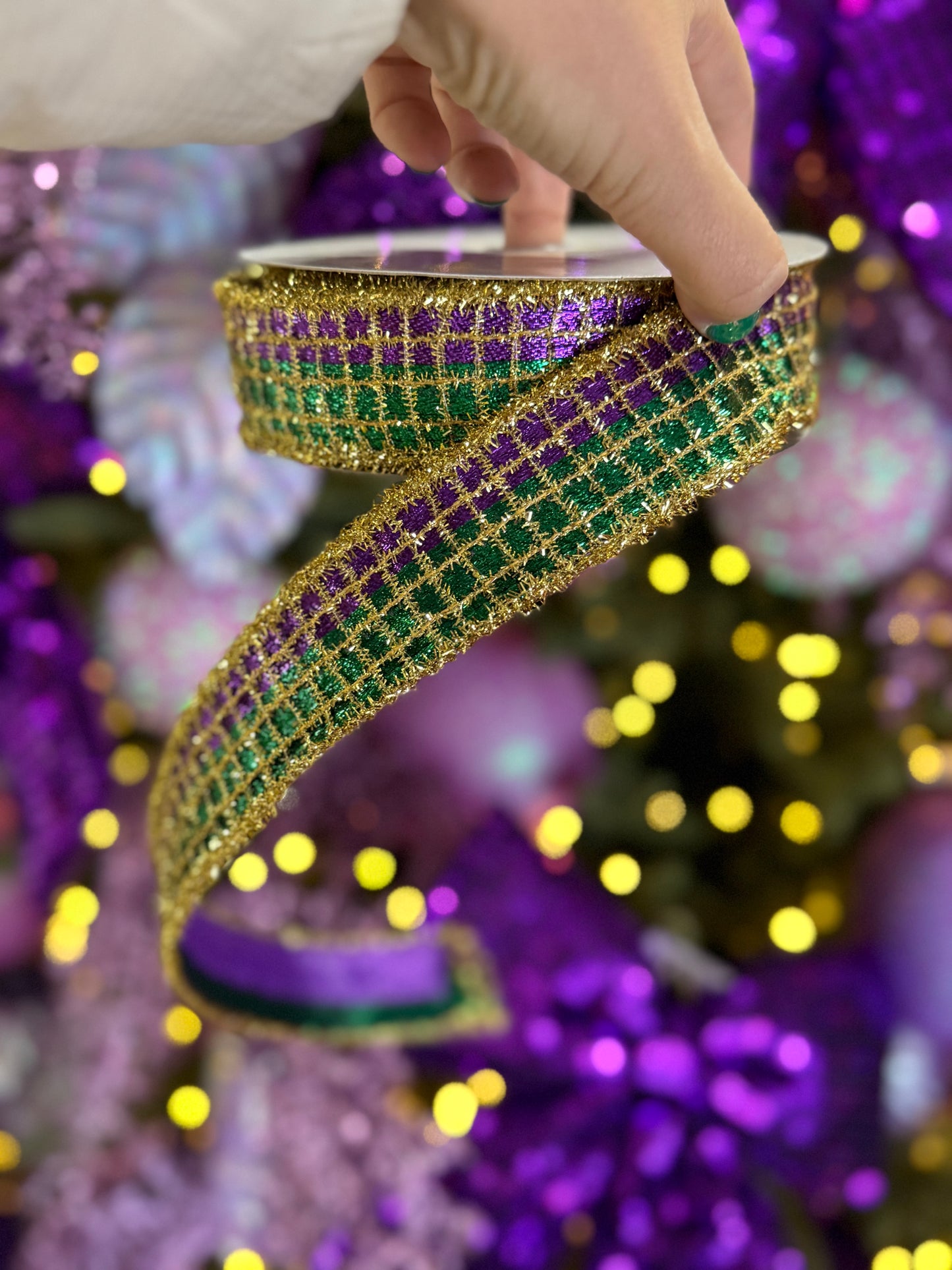 1.5 Inch By 10 Yard Mardi Gras Gold Tinsel Ribbon