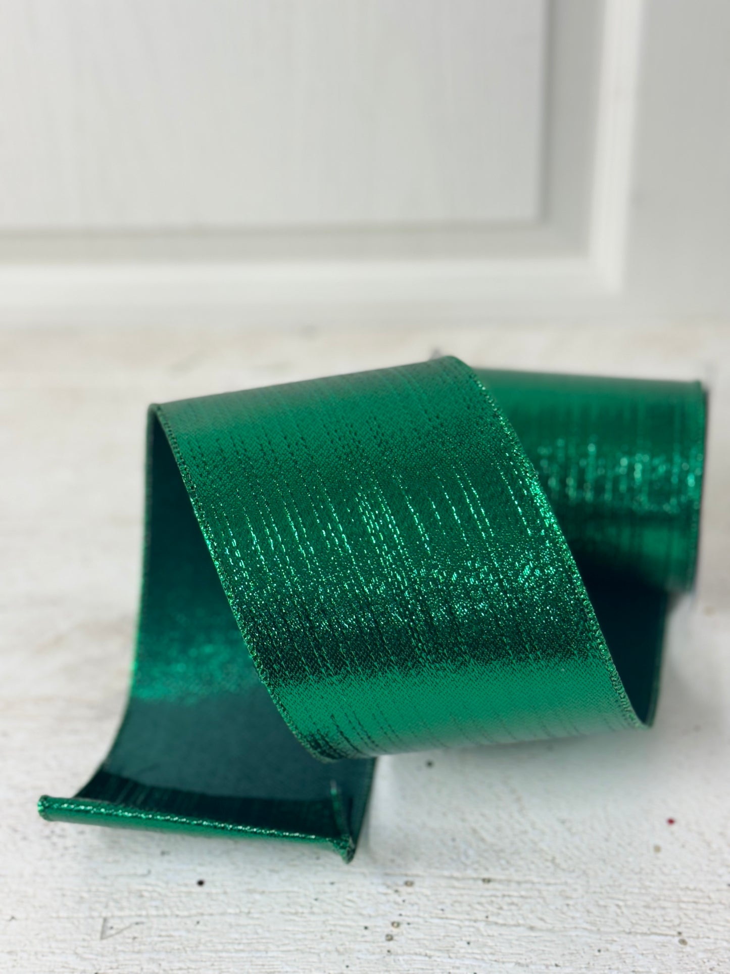 4 Inch By 10 Yard Emerald Green Metallic Ribbon