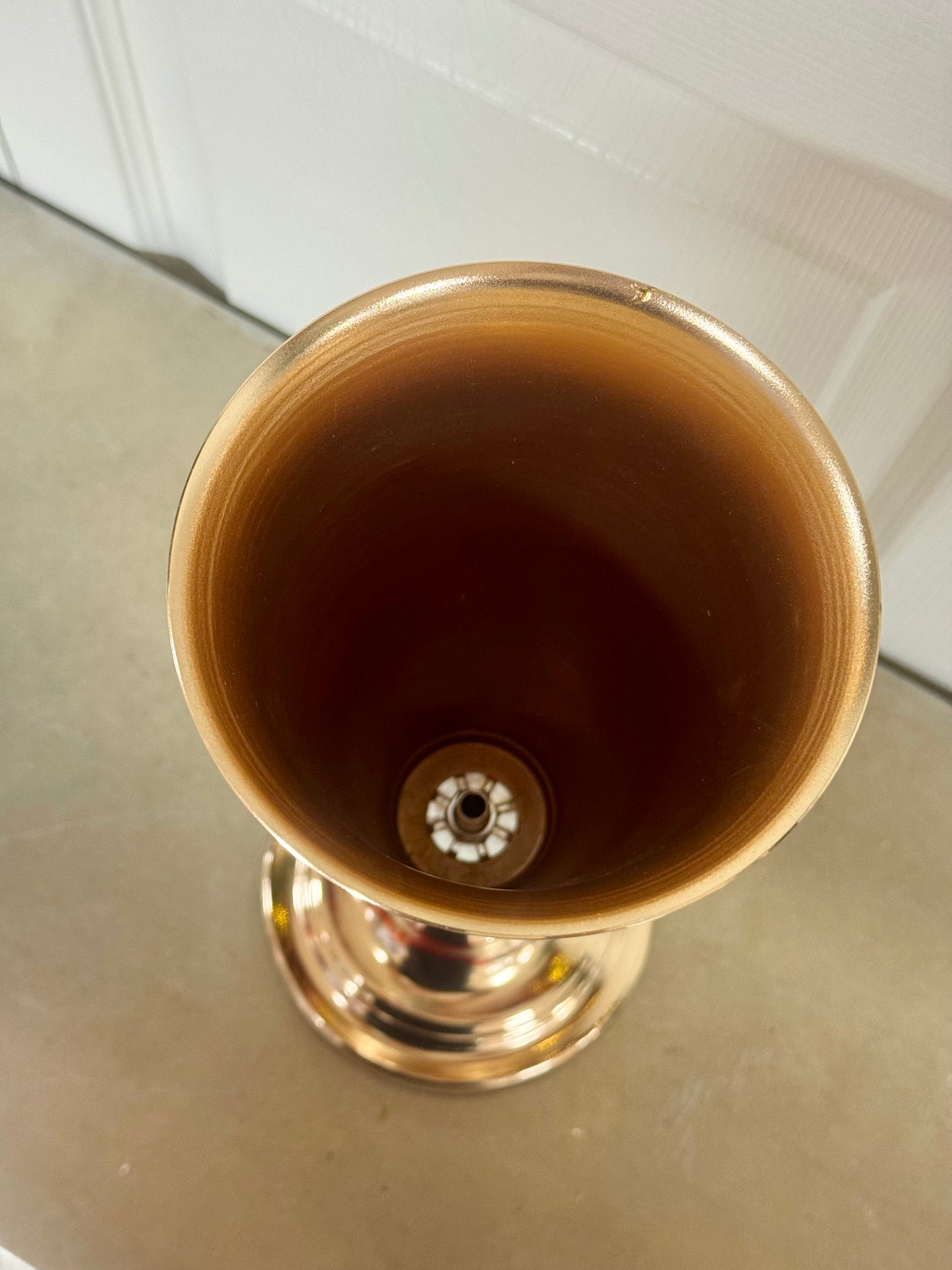 13 Inch Gold And Diamond Metal Trumpet Vase