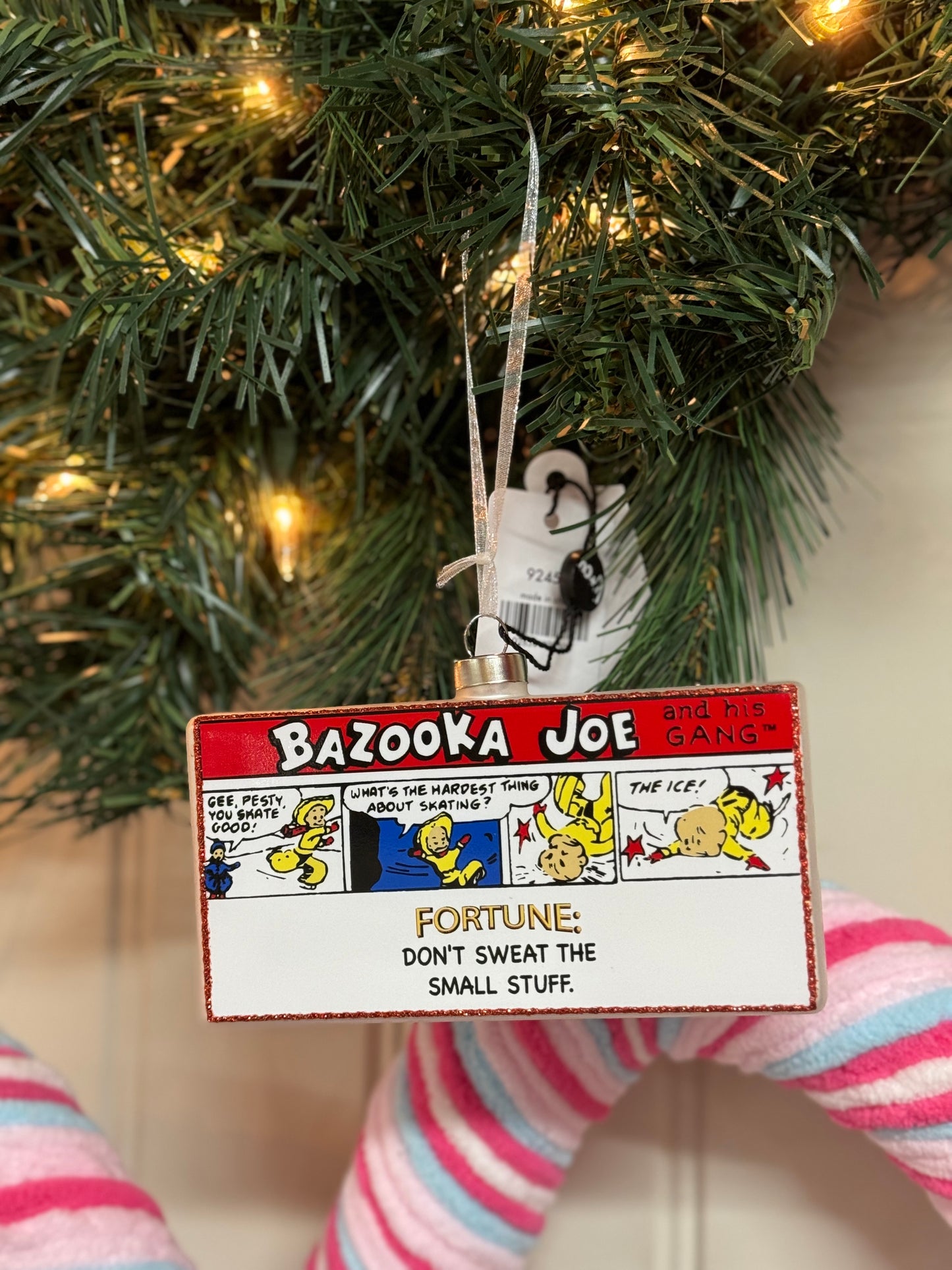 Kat And Annie Bazooka Bubble Gum Glass Ornament