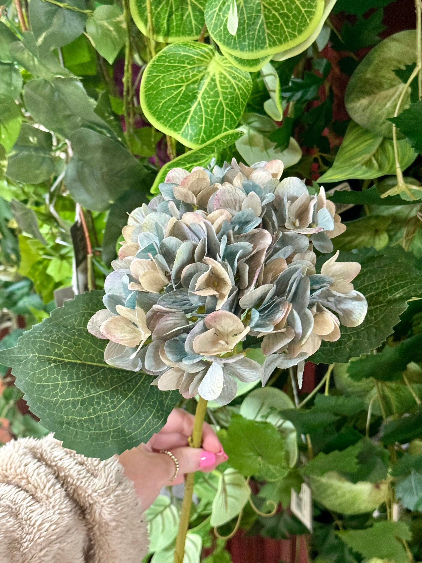 18 Inch Grey And Blue Hydrangea Stem