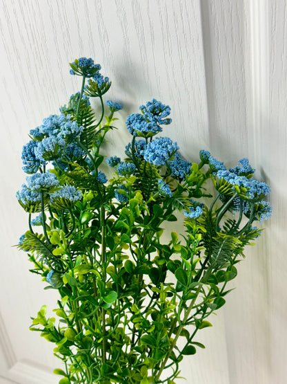 19 Inch Blue Queen Ann Lace Floral Bush