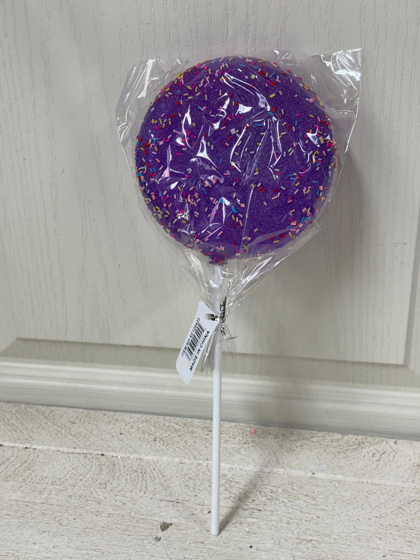 5 Inch Purple Glitter Sprinkle Lollipop Stick