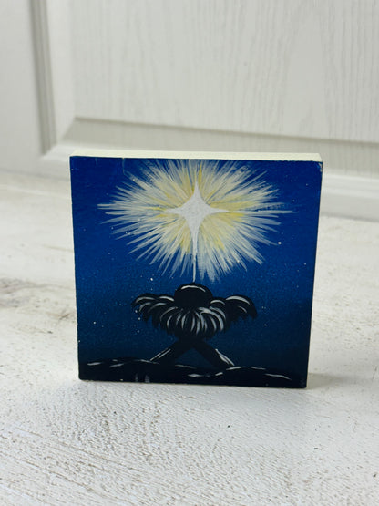 4 Inch Oh Holy Night Hand Painted Canvas