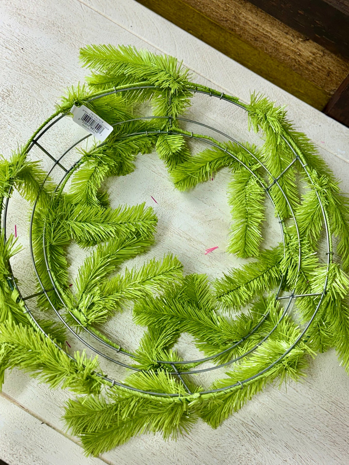 Lime Green Pine Work Wreath 24 Inch