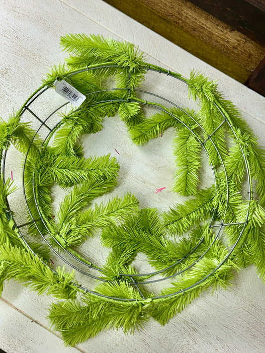 Lime Green Pine Work Wreath 24 Inch