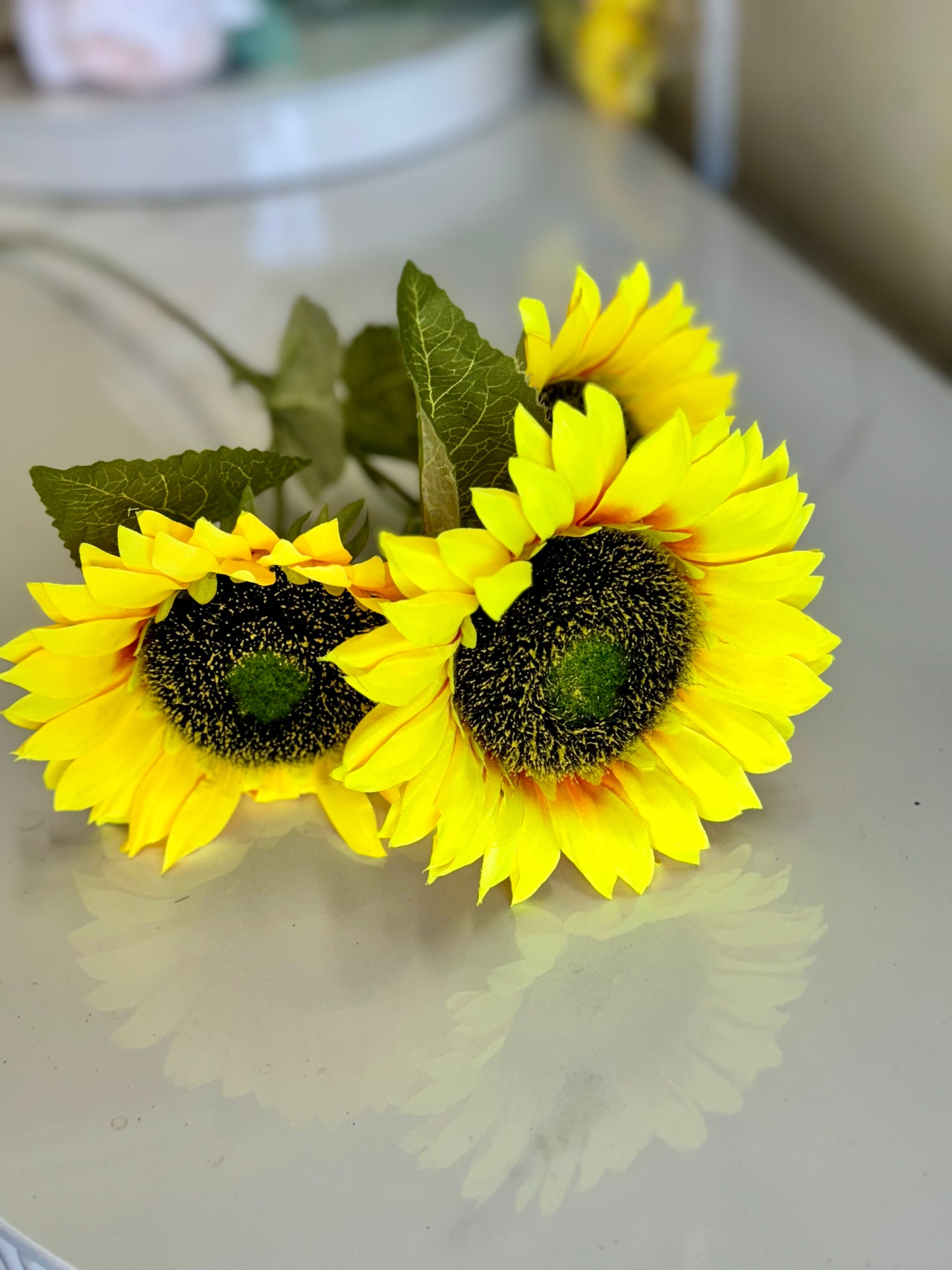 24 Inch Triple Yellow Sunflower Spray