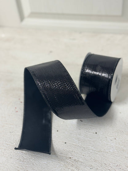 2.5 Inch By 10 Yard Black Metallic Ribbon