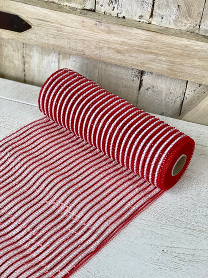 10 Inch By 10 Yard Red And White Foil Mesh