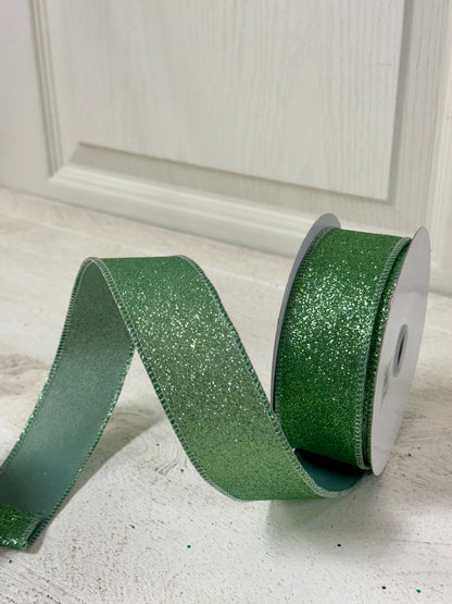 1.5 Inch By 10 Yard Sage Green Shimmer Glitter Ribbon