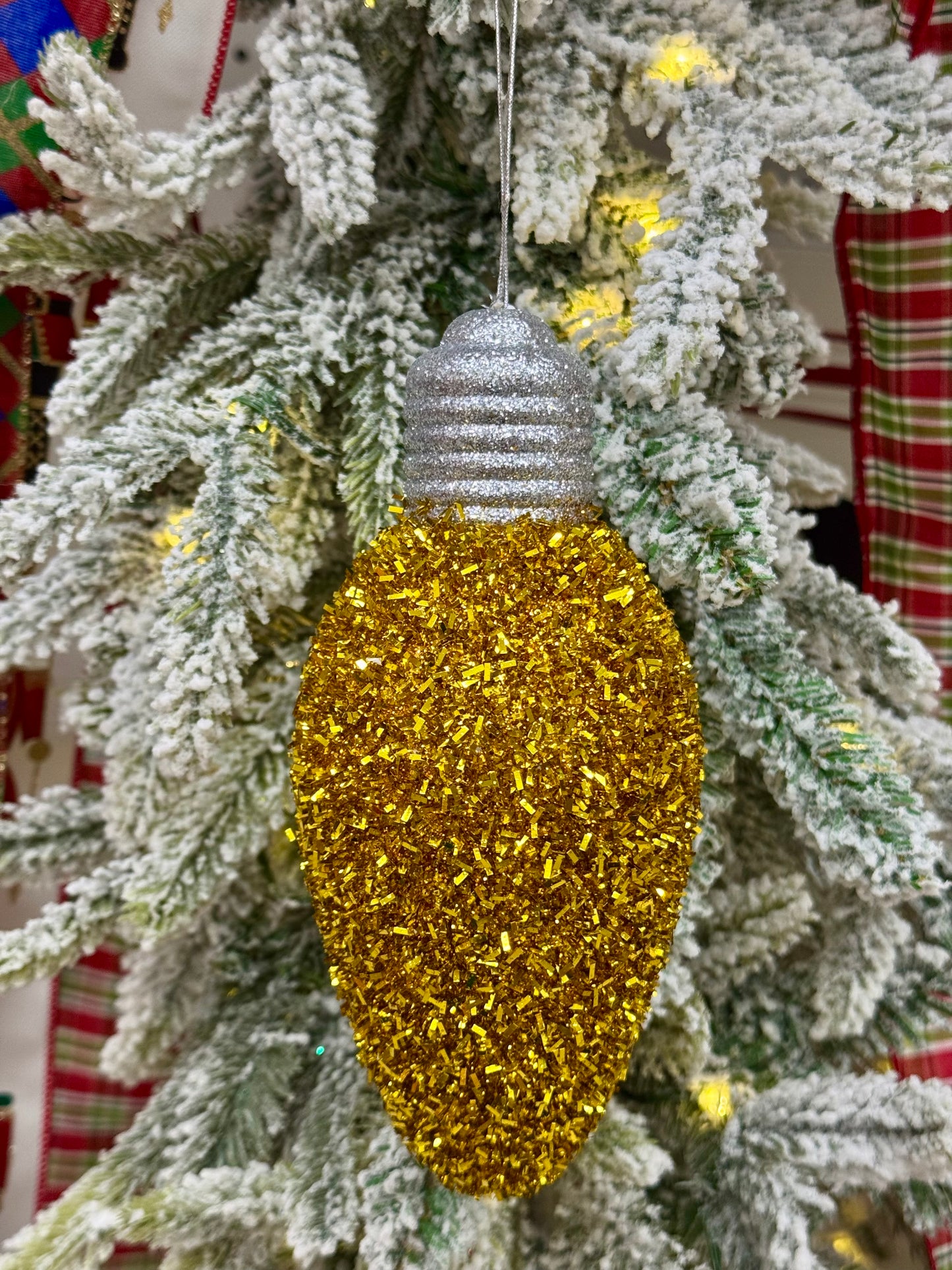 7 Inch Glitter Light Bulb Ornament Five Colors
