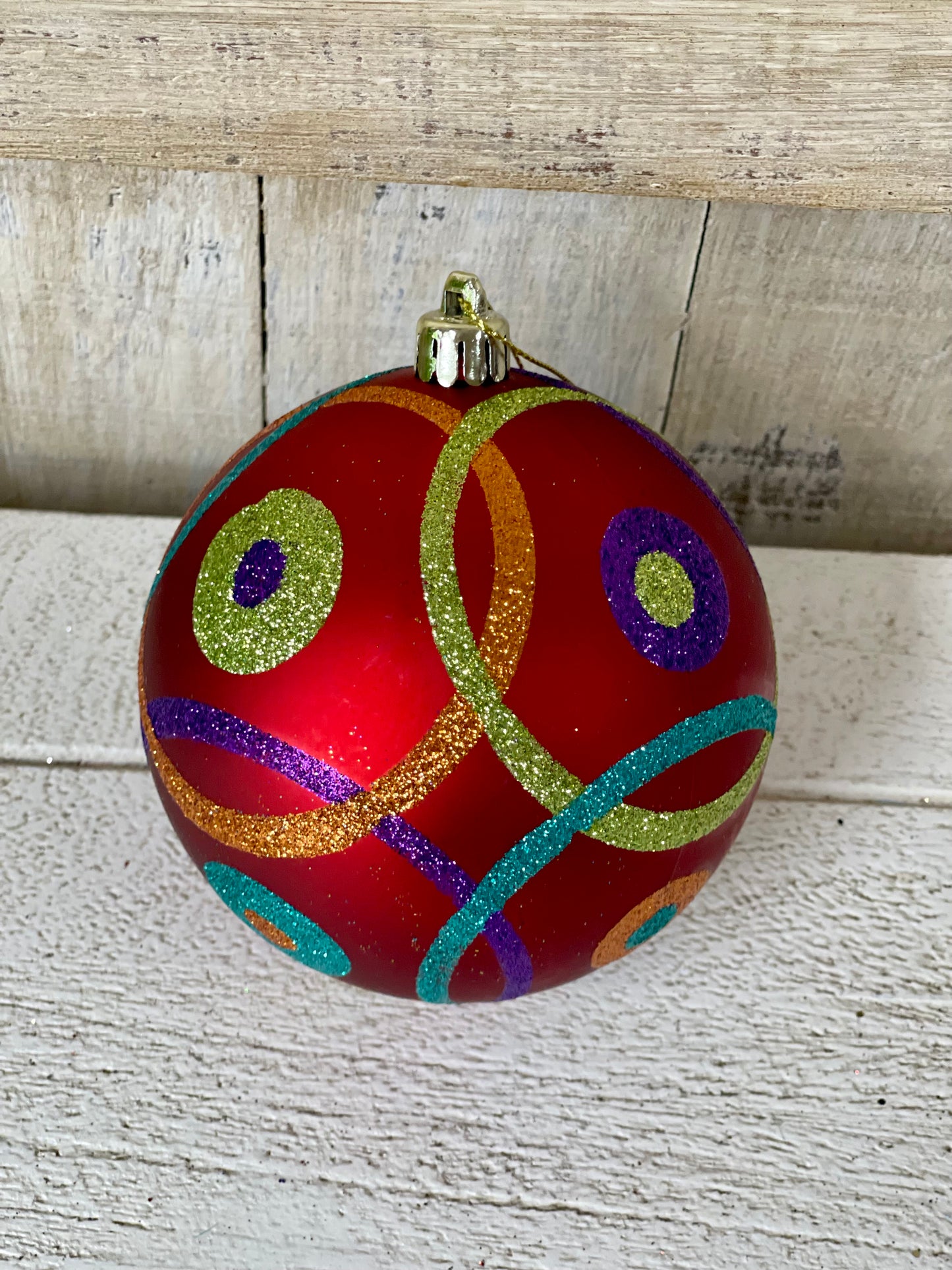 4 Inch Multi Color Glitter Circle Dot Ornament Ball