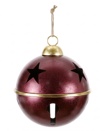 16 Inch Burgundy And Gold Bell Ornament