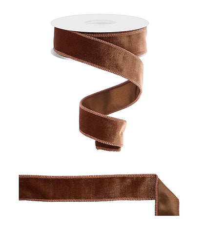 1.5 Inch By 10 Yard Chocolate Deluxe Velvet With Satin Backing Ribbon