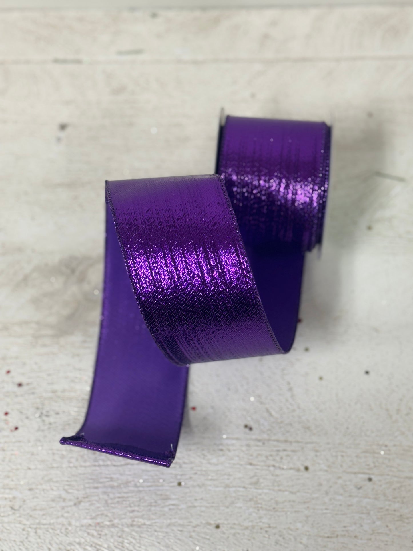 2.5 Inch By 10 Yard Purple Metallic Ribbon