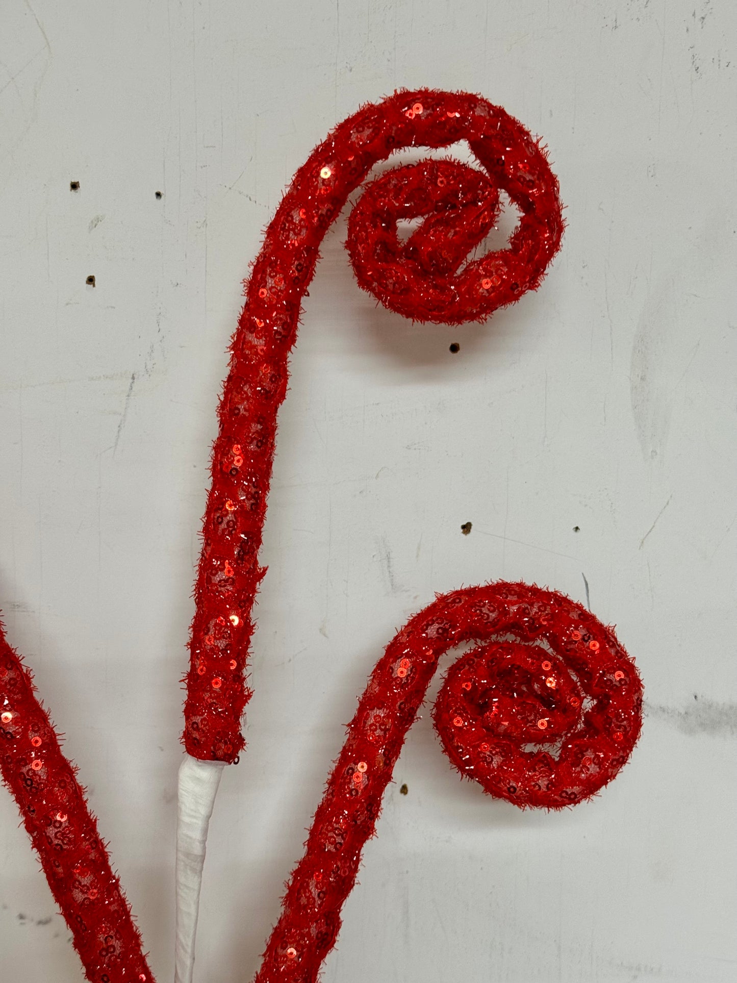 28 Inch Red Sequin Tinsel Curly Spray