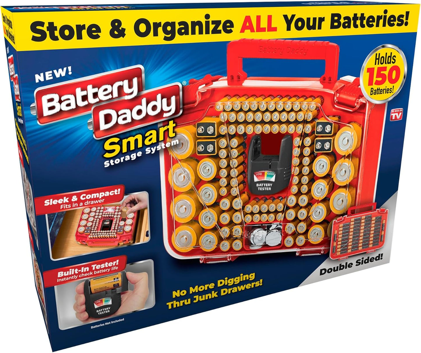 Ontel Battery Daddy Smart Battery Organizer Storage Case