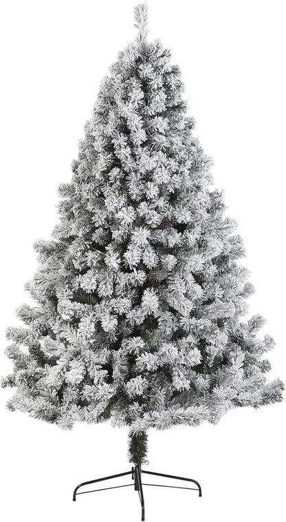 Nearly Natural 7ft. Flocked West Virginia Fir Artificial Christmas Tree Open Box