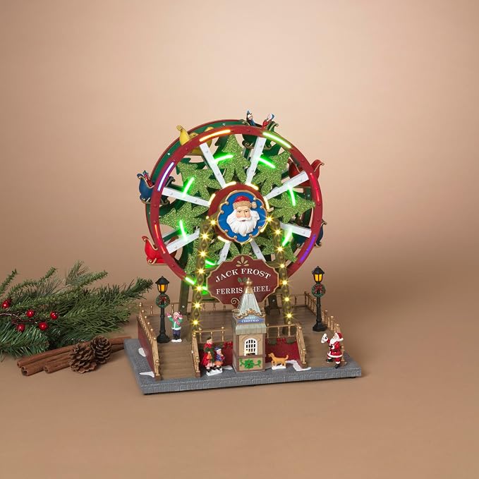 13.39 Inch Lighted Animated Holiday Ferris Wheel With Music