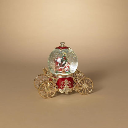 7.8 Inch Lighted Musical Spinning Water Globe Carriage With Rotating Figurine