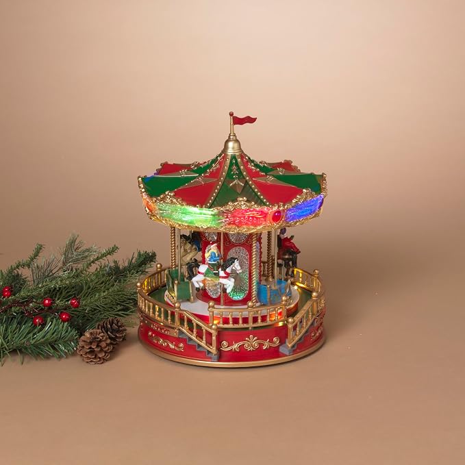 11.1 Inch Lighted Animated Holiday Carousel With Music