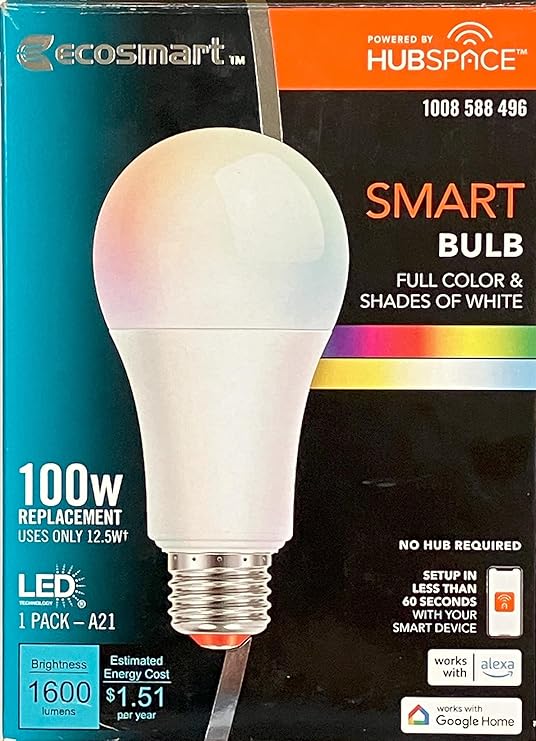 100-Watt Equivalent Smart A21 Color Changing CEC LED Light Bulb with Voice Control