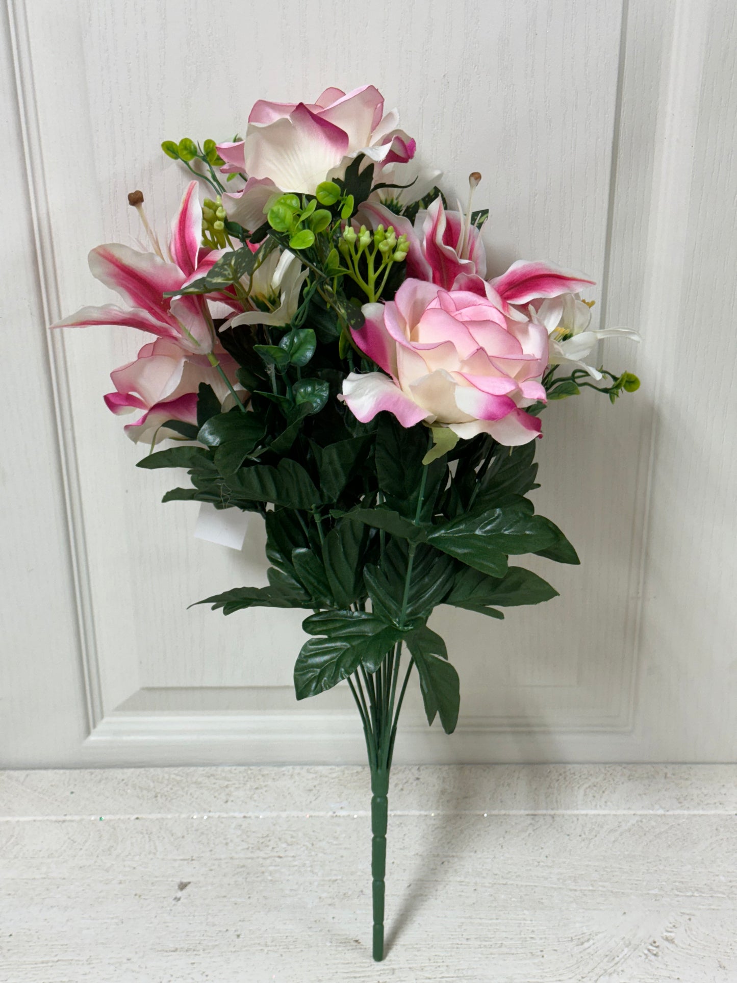 18 Inch Pink Rose And Lily Bush