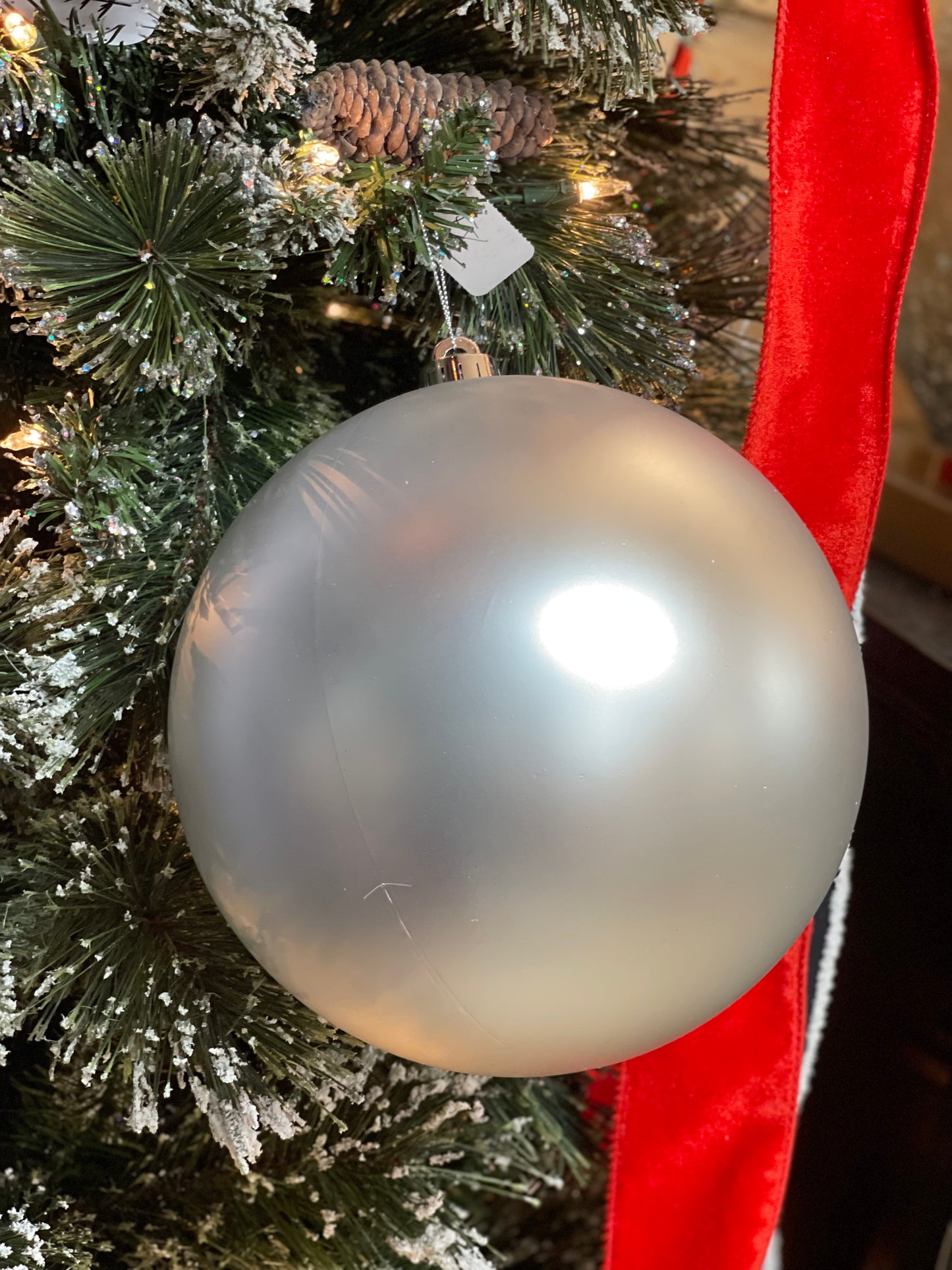 8 Inch Smooth Matte Silver Ornament Ball