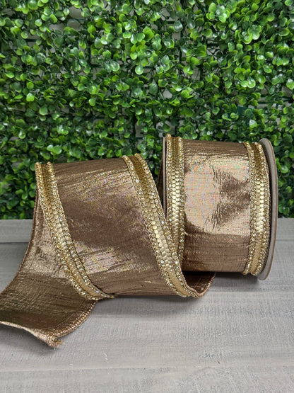 Farrisilk 4 Inch By 5 Yard Cappuccino Diamond Riveria Ribbon