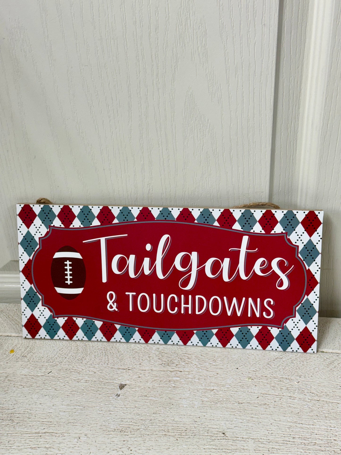 12.5 Inch Crimson Tailgates And Touchdowns Wreath Sign