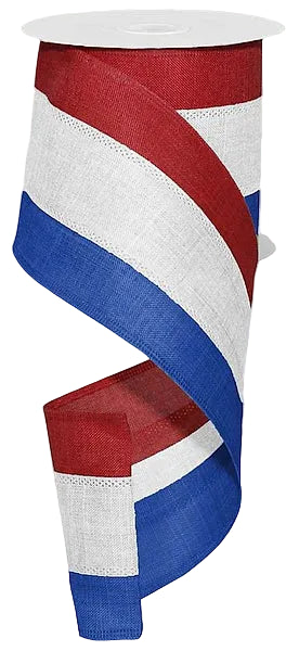 4 Inch By 10 Yard Red White And Blue Royal Burlap Ribbon