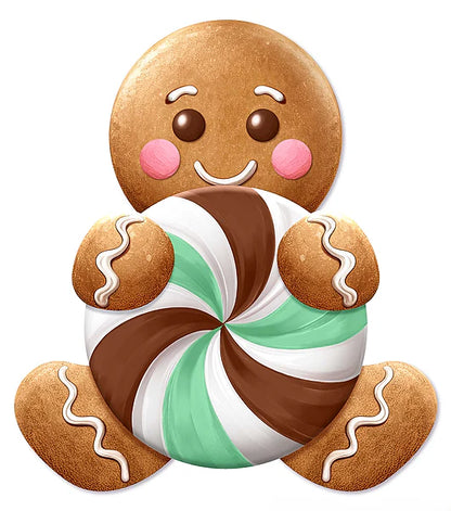 12 Inch Mint And Brown Gingerbread And Candy Metal Sign
