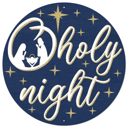 12 Inch Glitter O Holy Night Metal Sign