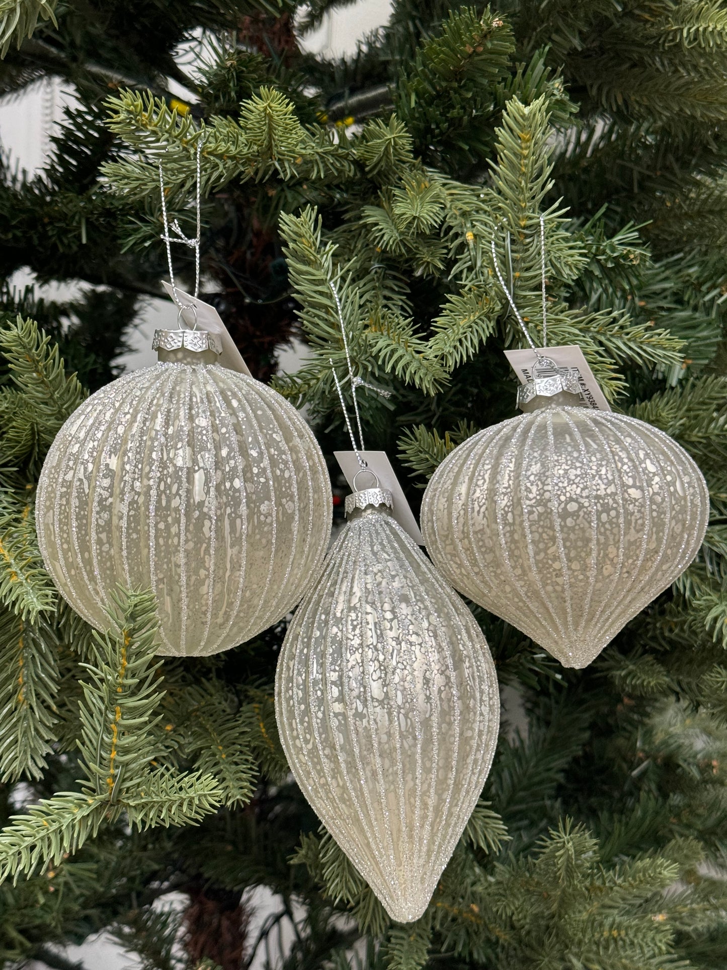 4-6 Inch Antique Silver Glass Ornament Three Styles